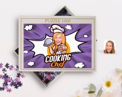 Kişiye Özel Kadın Chef Karikatürlü 1000 Parça Profesyonel Puzzle-15
