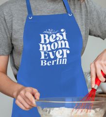 BK Gift Kişiye Özel İsimli Anneler Günü Tasarımlı Profesyonel Mavi Mutfak Önlüğü, Aşçı Önlüğü, Şef Önlüğü, Anneye Hediye-11