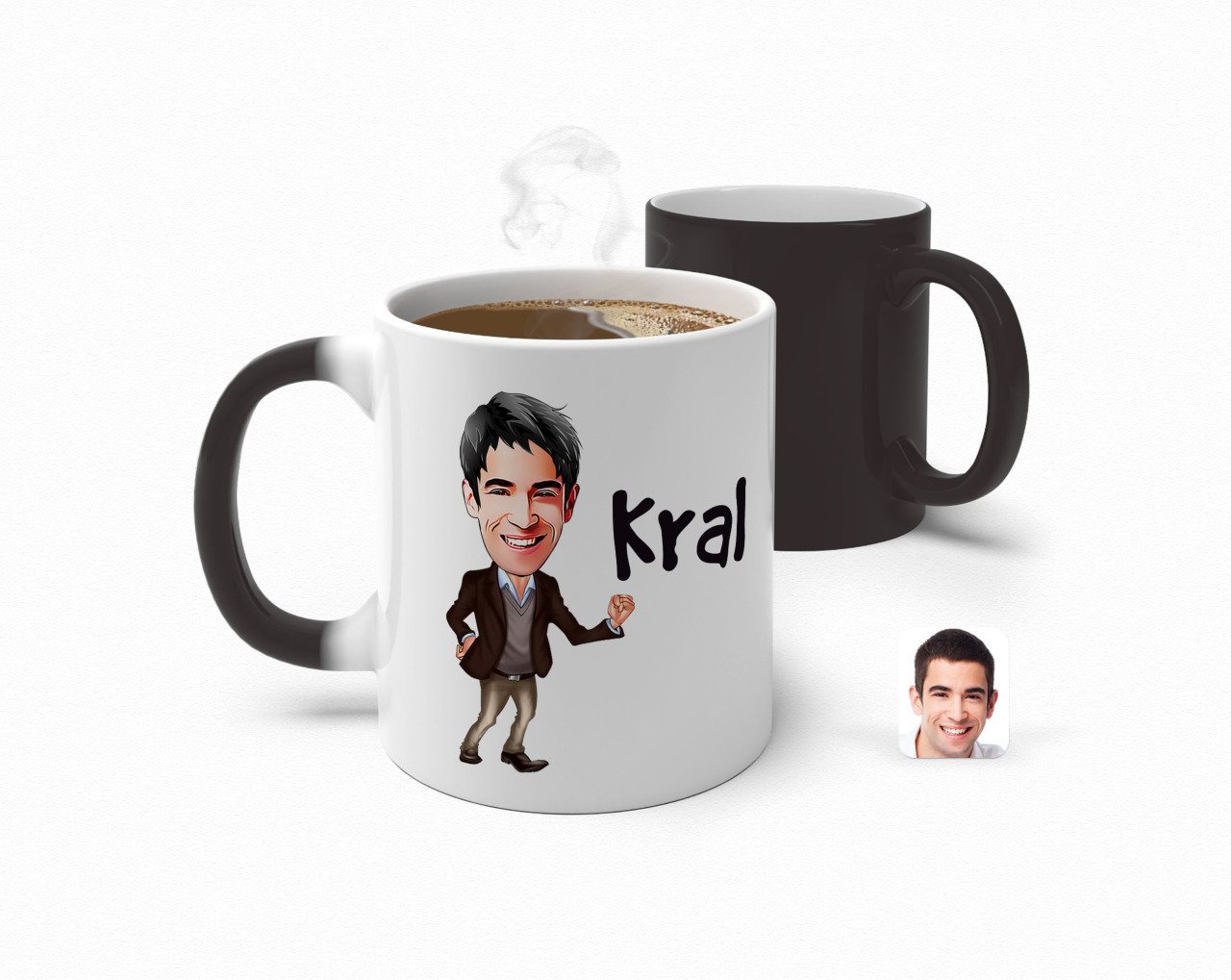 Kişiye Özel Erkek Kral Karikatürlü Sihirli Kupa Bardak-2