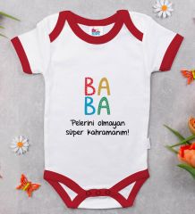 BK Kids Baba Tasarımlı Kırmızı Bebek Body Zıbın-2