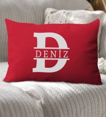 BK Gift Kişiye Özel Harfli Premium Kumaş Kırmızı Dikdörtgen Yastık Kılıfı-1 (SADECE YASTIK KILIFI), Ev Dekorasyonu
