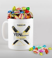 Kişiye Özel Yeni İşinde Başarılar Dilerim Kupa ve Haribo Şeker Hediye Seti-5
