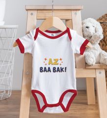 BK Kids Az Baa Bak Tasarımlı Kırmızı Bebek Body Zıbın-1