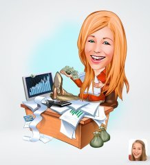Kişiye Özel Kadın Bankacı Tasarımlı Dijital Karikatür-1
