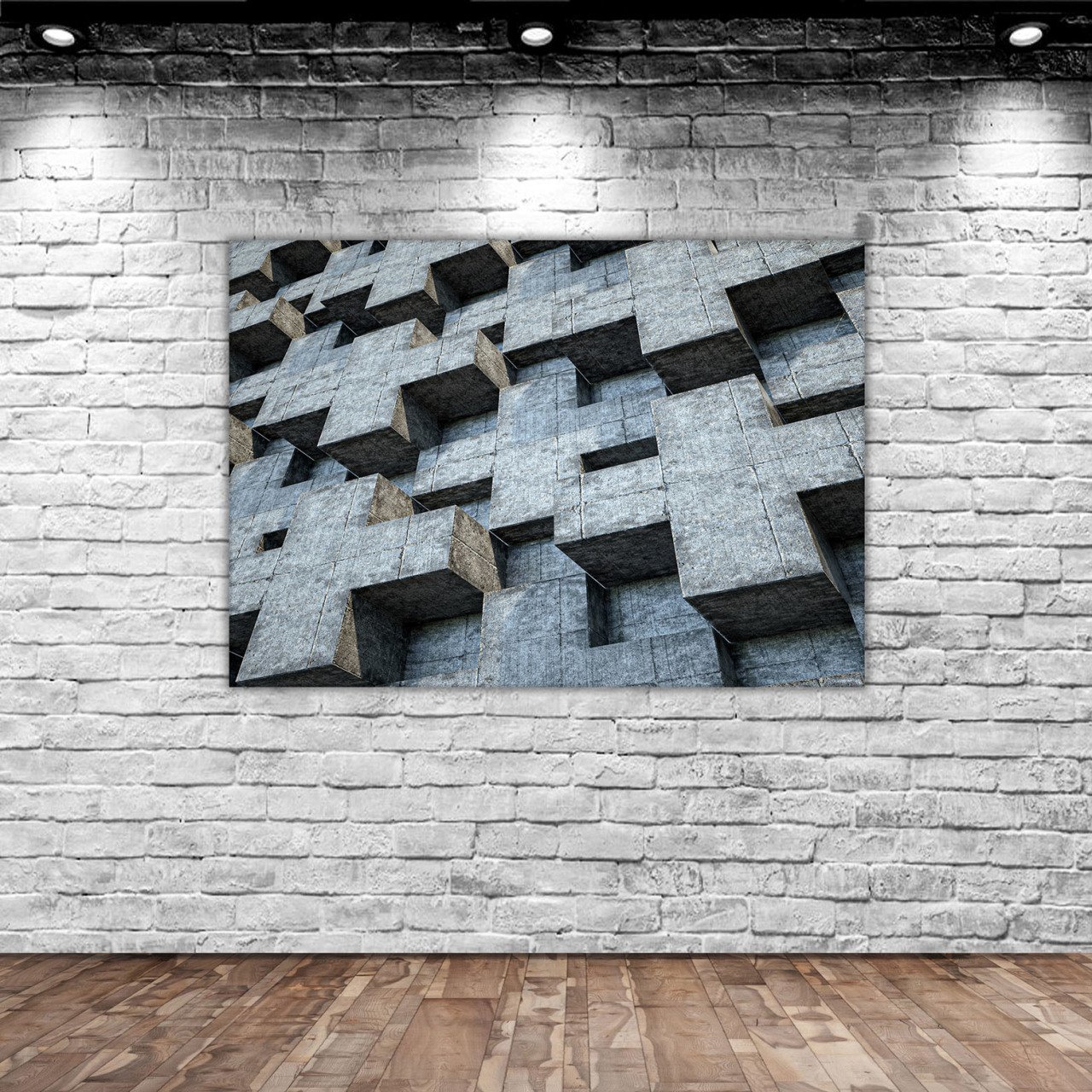 BK Home Üç Boyutlu Poligonal Kabartma Tasarımlı Kanvas Tablo 70x100cm-1
