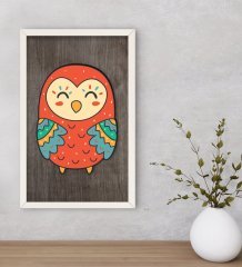 BK Home Baykuş Dekoratif Ahşap Beyaz Çerçeveli Tablo-2