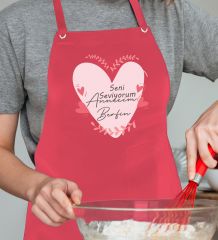 BK Gift Kişiye Özel İsimli Anneler Günü Tasarımlı Profesyonel Kırmızı Mutfak Önlüğü, Aşçı Önlüğü, Şef Önlüğü, Anneye Hediye-20
