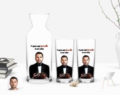 Kişiye Özel Renkli Baskılı Godfather Baba Karikatürlü İkili Rakı Bardağı ve Karaf Hediye Seti-7