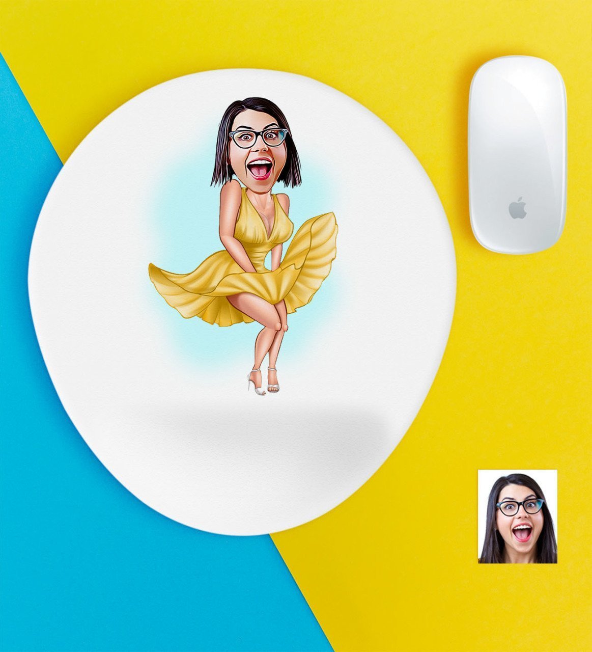 Kişiye Özel Marilyn Monroe Karikatürlü Bilek Destekli Mouse Pad
