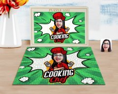 Kişiye Özel Kadın Chef Karikatürlü 1000 Parça Profesyonel Puzzle-11