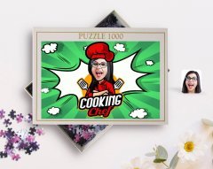 Kişiye Özel Kadın Chef Karikatürlü 1000 Parça Profesyonel Puzzle-11