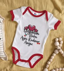 BK Kids Aynı Kadına Aşığız Tasarımlı Kırmızı Bebek Body Zıbın-2