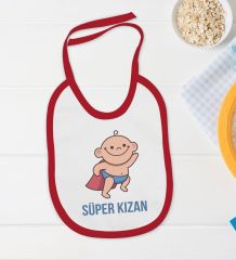 BK Kids Süper Kızan Tasarımlı Kırmızı Bebek Body Zıbın ve Mama Önlüğü Hediye Seti-1