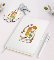 Kişiye Özel Canım Öğretmenim Beyaz Defter Kalem Ve Anahtarlık Hediye Seti-4