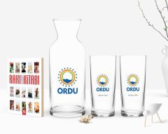 Kişiye Özel Renkli Baskılı Ordu Tasarımlı Turistik İkili Rakı Bardağı Karaf ve Cep Kitabı Hediye Seti-1