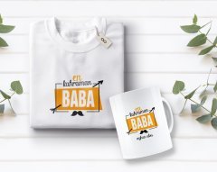 Kişiye Özel En Kahraman Baba Tasarımlı Beyaz Tişört ve Kupa Seti-2