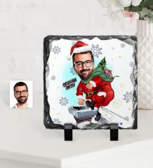 Kişiye Özel Yılbaşı Temalı Bay Karikatürlü Dekoratif Doğal Taş - 3