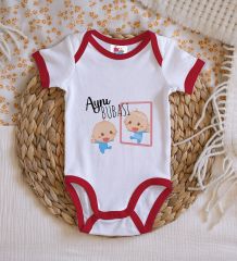 BK Kids Aynı Bubası Tasarımlı Kırmızı Bebek Body Zıbın-1