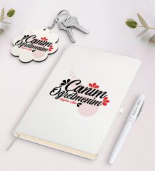 Kişiye Özel Canım Öğretmenim Beyaz Defter Kalem Ve Anahtarlık Hediye Seti-11