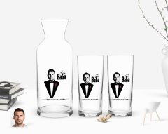 Kişiye Özel Renkli Baskılı Godfather Baba Tasarımlı İkili Rakı Bardağı ve Karaf Hediye Seti-6
