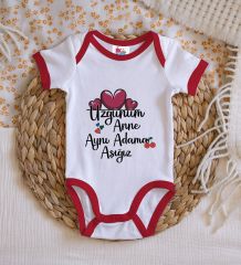 BK Kids Aynı Adama Aşığız Tasarımlı Kırmızı Bebek Body Zıbın-1