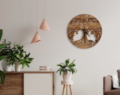 BK Home Dekoratif 45cm Ahşap Duvar Saati-52