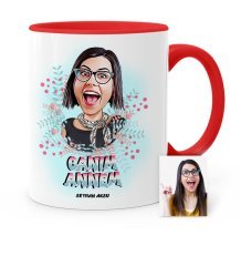 Kişiye Özel Canım Annem Karikatür Kırmızı Kupa Bardak