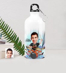 Kişiye Özel Bay Baterist Karikatürlü Metal Suluk (500 ml.) 1