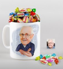 Kişiye Özel Dede Karikatürlü Kupa ve Haribo Şeker Hediye Seti-1