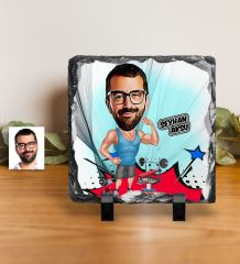 Kişiye Özel Bay Fitness Karikatürlü Dekoratif Doğal Taş