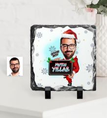 Kişiye Özel Yılbaşı Temalı Bay Karikatürlü Dekoratif Doğal Taş - 1