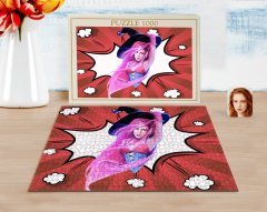 Kişiye Özel Kadın Cadı Karikatürlü 1000 Parça Profesyonel Puzzle-4