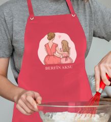 BK Gift Kişiye Özel İsimli Anneler Günü Tasarımlı Profesyonel Kırmızı Mutfak Önlüğü, Aşçı Önlüğü, Şef Önlüğü, Anneye Hediye-15