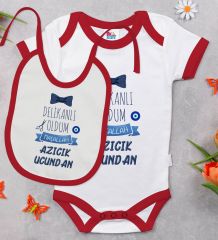 BK Kids Sünnet Tasarımlı Kırmızı Bebek Body Zıbın ve Mama Önlüğü Hediye Seti-5