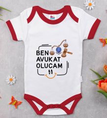 BK Kids Avukat Olucam Tasarımlı Kırmızı Bebek Body Zıbın-1