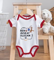 BK Kids Avukat Olucam Tasarımlı Kırmızı Bebek Body Zıbın-1