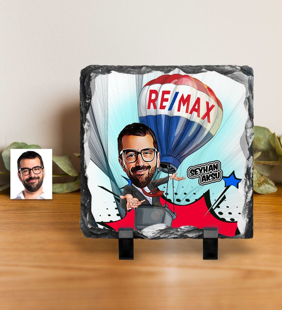 Kişiye Özel Bay Emlakçı Karikatürlü Dekoratif Doğal Taş