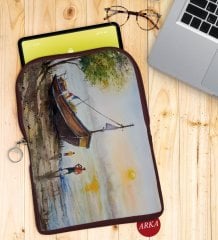 BK Gift Suluboya Tasarımlı Taşınabilir Koruyucu Tablet Kılıfı & Organizer Çanta - Bordo-2