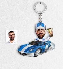 Kişiye Özel Bay Rallici Karikatür Anahtarlık - 1