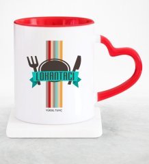 Kişiye Özel Mesleki Lokantacı Kırmızı Kalpli Kupa Bardak