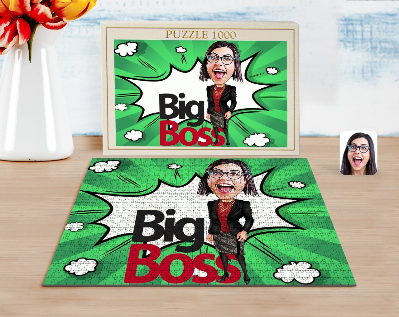 Kişiye Özel Kadın Big Boss Karikatürlü 1000 Parça Profesyonel Puzzle-2