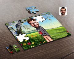 Kişiye Özel Erkek Karikatürlü Ahşap Puzzle-60