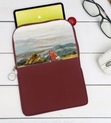 BK Gift Suluboya Tasarımlı Taşınabilir Koruyucu Tablet Kılıfı & Organizer Çanta - Bordo-1