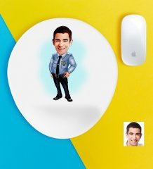 Kişiye Özel Bay Polis Karikatürlü Bilek Destekli Mouse Pad-1