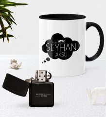 Kişiye Özel Canım Babam Siyah Kupa Bardak Benzinli Metal Çakmak Seti-2