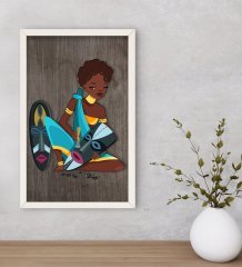 BK Home African Woman Dekoratif Ahşap Beyaz Çerçeveli Tablo-5
