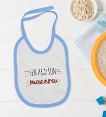 BK Kids Sen Araysun Macera Tasarımlı Mavi Bebek Mama Önlüğü-1