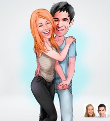 Kişiye Özel Sevgililer Tasarımlı Dijital Karikatür-85
