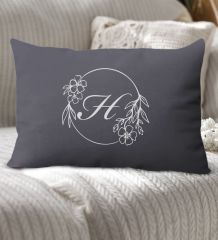 BK Gift Kişiye Özel Harfli Premium Kumaş Antrasit Dikdörtgen Yastık Kılıfı-5 (SADECE YASTIK KILIFI), Ev Dekorasyonu
