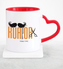 Kişiye Özel Mesleki Kuaför Kırmızı Kalpli Kupa Bardak - 1
